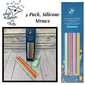 NIB Chic and Tonic Silicone Straws (Set of 4)